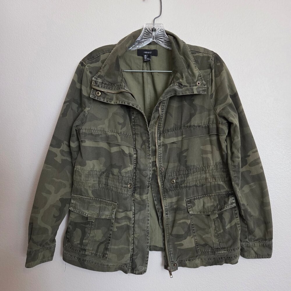 Forever 21 Olive Green Camo Utility Jacket